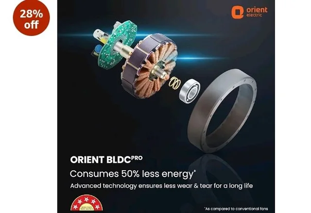 Orient Electric Newly Launched 1200 mm Aeon BLDC PRO, BEE 5-star rated, Anti-Dust Designer Ceiling fan with Remote & 5 yrs Warranty by Orient, Boost mode for High Air Delivery - Platinum Silver - Platinum Silver