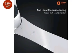 Orient Electric Newly Launched 1200 mm Aeon BLDC PRO, BEE 5-star rated, Anti-Dust Designer Ceiling fan with Remote & 5 yrs Warranty by Orient, Boost mode for High Air Delivery - Platinum Silver - Platinum Silver