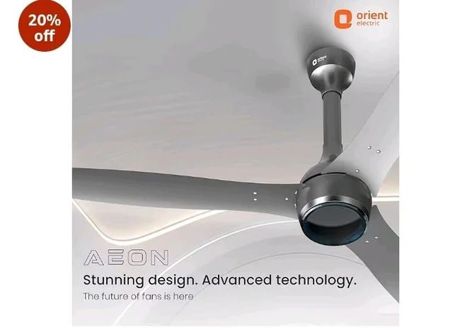 Orient Electric Newly Launched 1200 mm Aeon BLDC PRO, BEE 5-Star Rated, Anti-Dust Designer Ceiling fan with Remote, 5 yrs Warranty by Orient, Boost mode for High Air Delivery - Cloud Grey
20%
off
- Cloud Grey