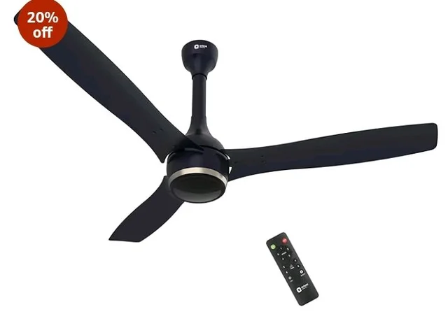 Orient Electric Newly Launched 1200 mm Aeon BLDC PRO, BEE 5-star rated, Anti-Dust Designer Ceiling fan with Remote & 5 yrs Warranty by Orient, Boost mode for High Air Delivery - Knight Blue - Knight Blue