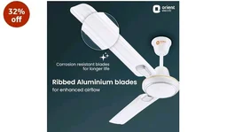 Orient Electric 1200 mm Pacific Air Déco| Decorative ceiling fan | Powerful airflow| BEE1 Star Rated | 2-year warranty | White Silver, pack of 1 - White Silver