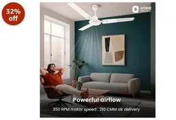 Orient Electric 1200 mm Pacific Air Déco| Decorative ceiling fan | Powerful airflow| BEE1 Star Rated | 2-year warranty | White Silver, pack of 1 - White Silver