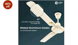 Orient Electric 1200 mm Pacific Air Déco| Decorative ceiling fan | Powerful airflow| BEE 1 Star Rated | 2-year warranty | Ivory Gold, pack of 1 - Ivory Gold