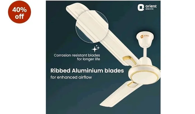 Orient Electric 1200 mm Pacific Air Déco| Decorative ceiling fan | Powerful airflow| BEE 1 Star Rated | 2-year warranty | Ivory Gold, pack of 1 - Ivory Gold