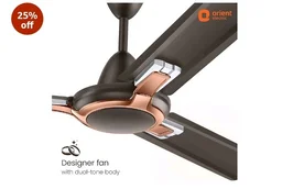Orient Electric 1200 mm Apex Prime| 5 Years Warranty by Orient | 350 RPM Motor Speed | BEE 1-Star Rated Energy Efficient Fan| Rust-Proof Aluminium Blades| Ceiling fan for home| Smoke Brown, Pack of 1 - Smoke Brown