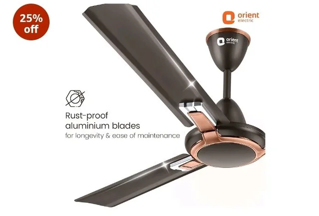 Orient Electric 1200 mm Apex Prime| 5 Years Warranty by Orient | 350 RPM Motor Speed | BEE 1-Star Rated Energy Efficient Fan| Rust-Proof Aluminium Blades| Ceiling fan for home| Smoke Brown, Pack of 1 - Smoke Brown