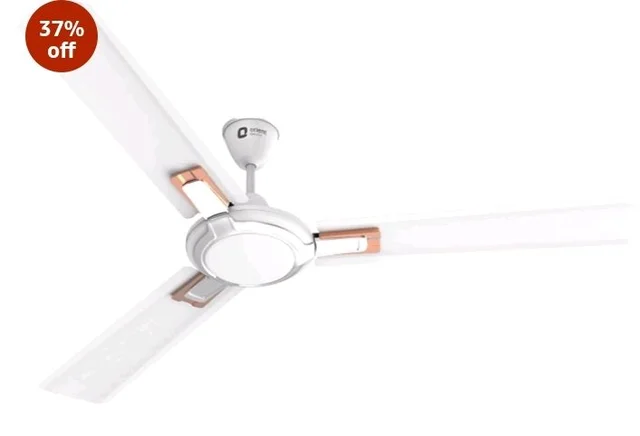 Orient Electric 1200 mm Apex Prime| 5 years warranty by Orient | 350 RPM motor speed| BEE 1 Star Rated Energy Efficient Fan| Rust-proof Aluminium blades| Decorative ring & trims| White, pack of 1 - White