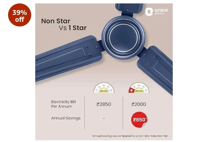 Orient Electric Apex-FX 1200mm Ceiling Fan for Home| BEE 1 Star Rated Energy Efficient Fan| Rust Resistant | Strong and Powerful Motor | 2 Years Warranty by Orient | Blue - Pack of 1
1K+ bought in past month - Blue