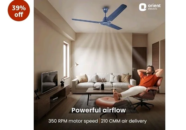Orient Electric Apex-FX 1200mm Ceiling Fan for Home| BEE 1 Star Rated Energy Efficient Fan| Rust Resistant | Strong and Powerful Motor | 2 Years Warranty by Orient | Blue - Pack of 1
1K+ bought in past month - Blue