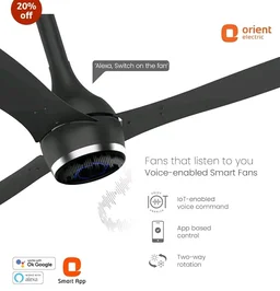 Orient Electric Newly Launched 1200 mm Aeon VC Smart BLDC ceiling fan for home |BEE 5-star rated | IOT Enabled & Remote Control | Two-Way Rotation | 5 year warranty by Orient | Cosmos Black - Cosmos Black