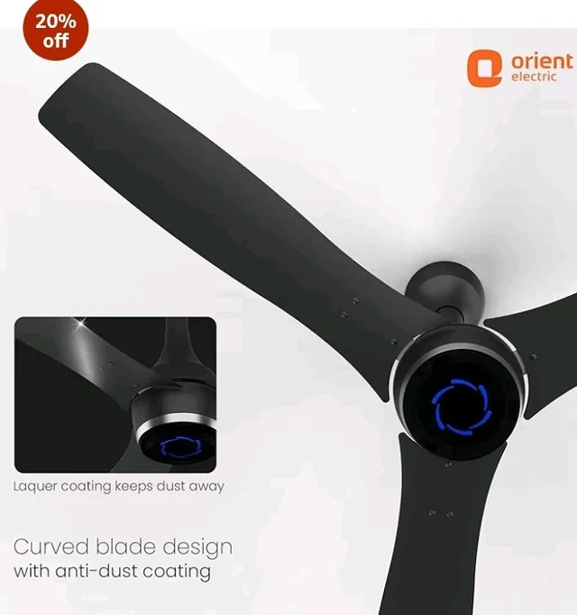 Orient Electric Newly Launched 1200 mm Aeon VC Smart BLDC ceiling fan for home |BEE 5-star rated | IOT Enabled & Remote Control | Two-Way Rotation | 5 year warranty by Orient | Cosmos Black - Cosmos Black