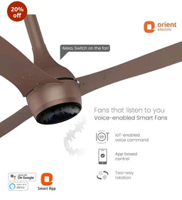 Orient Electric Newly Launched 1200 mm Aeon VC Smart BLDC ceiling fan for home |BEE 5-star rated | IOT Enabled & Remote Control | Two-Way Rotation | 5 year warranty by Orient | Tangerine Brown - Tangerine Brown
