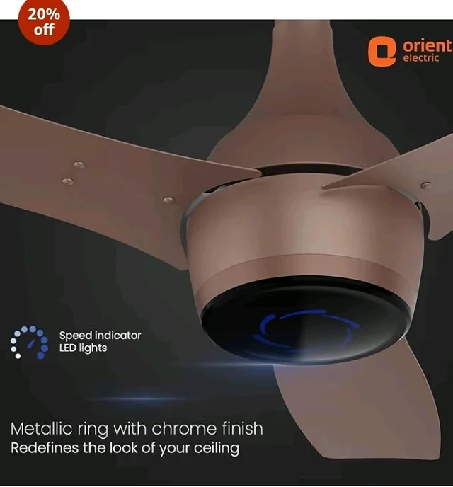 Orient Electric Newly Launched 1200 mm Aeon VC Smart BLDC ceiling fan for home |BEE 5-star rated | IOT Enabled & Remote Control | Two-Way Rotation | 5 year warranty by Orient | Tangerine Brown - Tangerine Brown