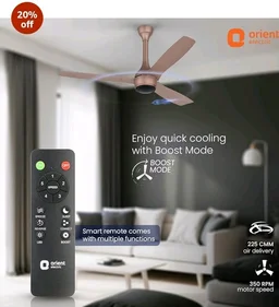 Orient Electric Newly Launched 1200 mm Aeon VC Smart BLDC ceiling fan for home |BEE 5-star rated | IOT Enabled & Remote Control | Two-Way Rotation | 5 year warranty by Orient | Tangerine Brown - Tangerine Brown