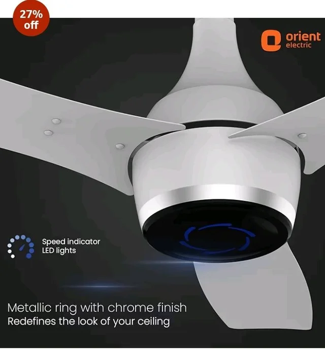 Orient Electric Newly Launched 1200 mm Aeon VC Smart BLDC Ceiling Fan for Home |BEE 5-Star Rated | IOT Enabled & Remote Control | Two-Way Rotation | 5 year warranty by Orient | Pixel White - Pixel White
