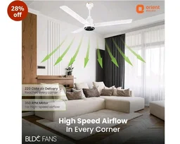 Orient Electric 1200 mm Zeno BLDC | BLDC energy saving ceiling fan with Remote |BEE 5-star rated | Saves up to 50% on electricity bills | 3-year warranty by Orient | White, pack of 1 - White