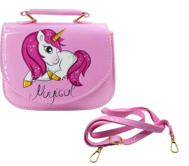 AseraUnicorn Crossbody Sling Bag for Kids Girls, Cute Shoulder Handbag Purse with Adjustable Strap, Lightweight for Travel, Parties & Daily Use, Pink, 18 x 14 x 6 cm