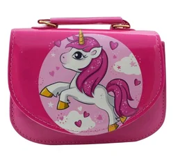 AseraUnicorn Crossbody Sling Bag for Kids Girls, Cute Shoulder Handbag Purse with Adjustable Strap, Lightweight for Travel, Parties & Daily Use, Pink, 18 x 14 x 6 cm