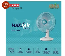 USHA Maxx Air Ultra Table Fan | 400MM Sweep Size | 1350_RPM | Aerodynamic Blade Design for High Air Delivery | Corrosion Protection with Plastic Blades | 3 Speed Settings | Light Blue - Blue