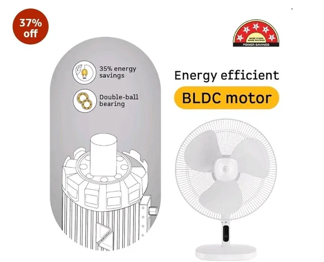 atomberg Renesa 400mm Table Fan | Ideal for Home & Office | Silent BLDC | high Air Delivery | 6 Speeds | 35W | Remote with Oscillation, Timer, Sleep | Easy to clean | 2 Years Warranty (Snow White) - Snow White