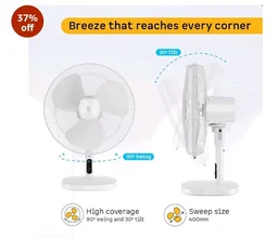 atomberg Renesa 400mm Table Fan | Ideal for Home & Office | Silent BLDC | high Air Delivery | 6 Speeds | 35W | Remote with Oscillation, Timer, Sleep | Easy to clean | 2 Years Warranty (Snow White) - Snow White