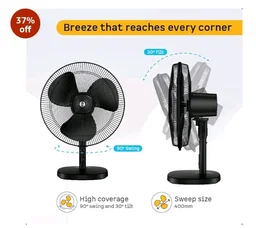 atomberg Renesa 400mm Table Fan | Ideal for Home & Office | Silent BLDC | High Air Delivery | 6 Speeds | 35W | Remote with Oscillation, Timer, Sleep | Easy to Clean | 2 Years Warranty (Black) - Midnight black