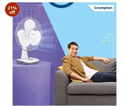 Crompton Wave Star 400MM Table Fan | High Air Delivery| Low Noise Operation | Smooth Oscillation |2 Year Warranty | Cool Grey