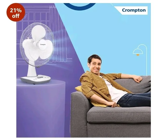 Crompton Wave Star 400MM Table Fan | High Air Delivery| Low Noise Operation | Smooth Oscillation |2 Year Warranty | Cool Grey