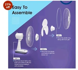 Crompton Wave Star 400MM Table Fan | High Air Delivery| Low Noise Operation | Smooth Oscillation |2 Year Warranty | Cool Grey
