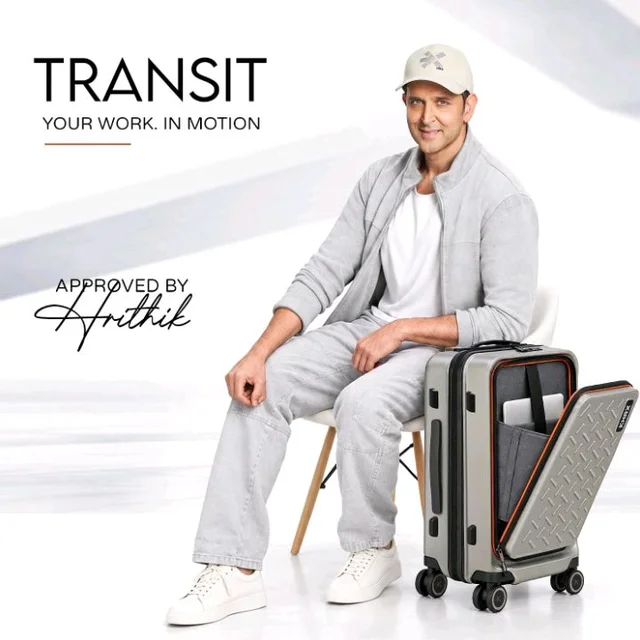 Brand: HRX
HRX Transit Cabin Size Silver Polycarbonate Hard Shell Suitcase with Front Laptop Compartment - Premium Travel Trolley Bag with 8 Spinner Wheels, Number Lock & Water Resistant Body