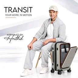 Brand: HRX
HRX Transit Cabin Size Silver Polycarbonate Hard Shell Suitcase with Front Laptop Compartment - Premium Travel Trolley Bag with 8 Spinner Wheels, Number Lock & Water Resistant Body