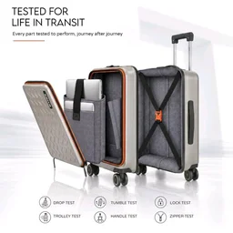 Brand: HRX
HRX Transit Cabin Size Silver Polycarbonate Hard Shell Suitcase with Front Laptop Compartment - Premium Travel Trolley Bag with 8 Spinner Wheels, Number Lock & Water Resistant Body