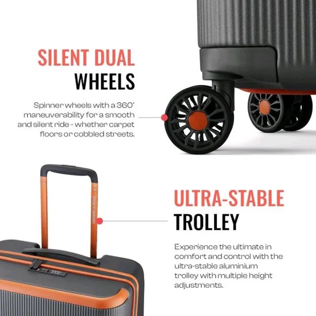 rban Jungle by Safari, The Lumolite Light Weight Cabin (55cm) Trolley, 40L Capacity Hard Sided Polycarbonate Small Suitcase,TSA Approved Lock, 8 Silent Wheels (Grey)