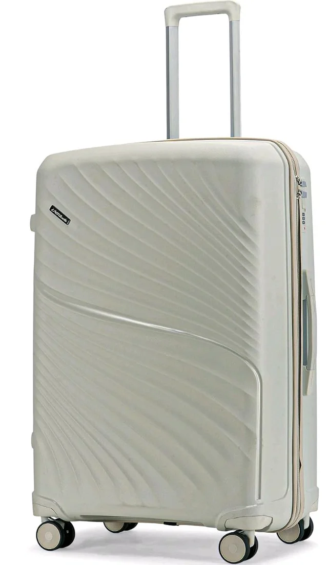 Meridian Medium Check-in Suitcase 65 cm 24 inch Polypropylene Hard Trolley, 8 Spinner Wheels, 2-Pocket Convipack, Recessed Number Lock for Men & Women Ghost Grey/Limestone Grey