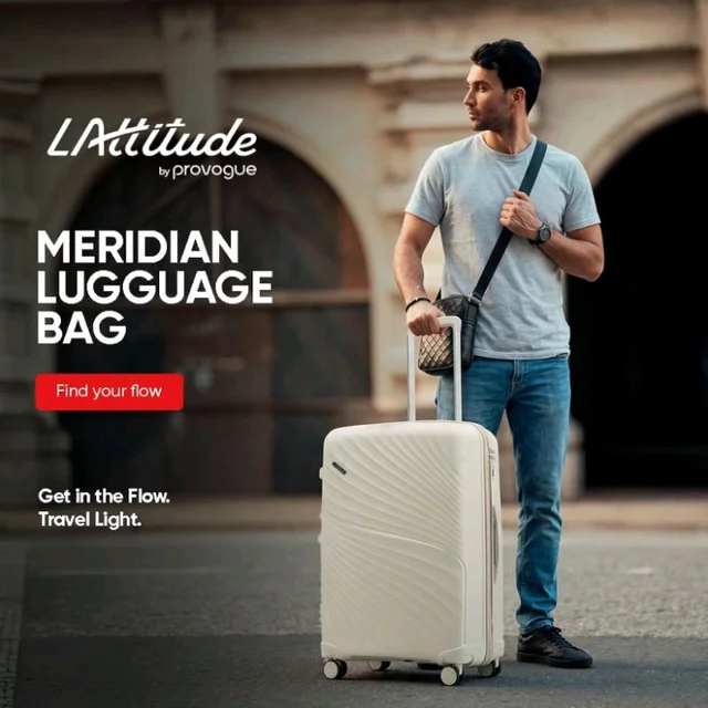 Meridian Medium Check-in Suitcase 65 cm 24 inch Polypropylene Hard Trolley, 8 Spinner Wheels, 2-Pocket Convipack, Recessed Number Lock for Men & Women Ghost Grey/Limestone Grey