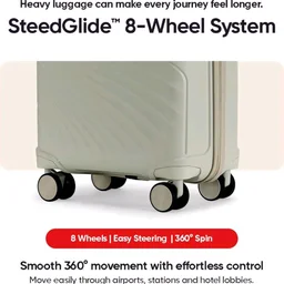 Meridian Medium Check-in Suitcase 65 cm 24 inch Polypropylene Hard Trolley, 8 Spinner Wheels, 2-Pocket Convipack, Recessed Number Lock for Men & Women Ghost Grey/Limestone Grey