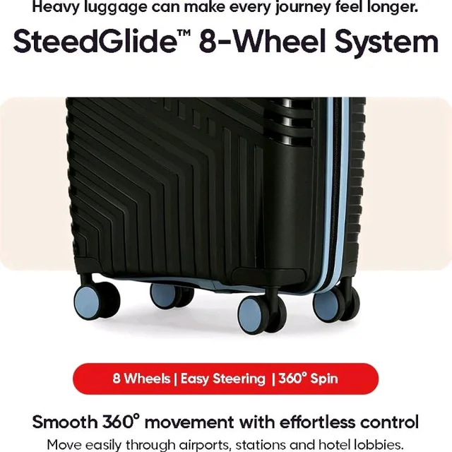 Core Medium Check-in Suitcase 65cm 24 inch Polypropylene Hard Trolley Bag, 8 Spinner Wheels, Recessed Number Lock, Lightweight Luggage for Men & Women Midnight Black/Arctic Blue
100+ bought in past month