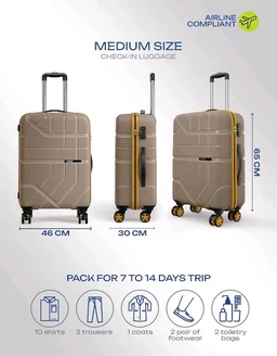 Safari Broadway 8 Wheels 65cm Medium Size Trolley Bag, Hard Case Polypropylene, 360 Degree Wheeling Checkin Luggage for Men & Women, Suitcase for Travel, Trolley Bags for Travel, Fossil
100+ bought in past month