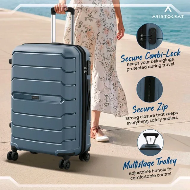 Aristocrat Liberty 8 Wheel Medium Size (Check-in) Hard Case Trolley Bag, Lightweight Polypropylene Luggage, 68 CM, Combination Lock, Travel-Friendly, Unisex, 3-Yr Global Warranty, Spanish Blue
600+ bought in past month