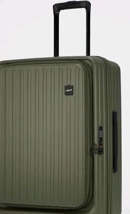 F Gear Montreal Medium 65cm German Polycarbonate Hard Luggage|8 Japanese Hinomoto Silent Wheels|Expandable Check-in Front Opening Suitcase for Travel|Anti-Theft Zipper, TSA 007 Lock| (Army Green)