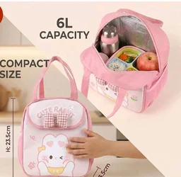 HASTHIP® School Lunch Box Bag, Lunch Bag for Kids Girls, Tiffin Bag for Kids, Cute Cartoon Bunny Thermal Lunch Box Bag with Insulated Foil Liner Side Pocket & Front Pouch Portable, Pouch-Pink, 6L
24%
off