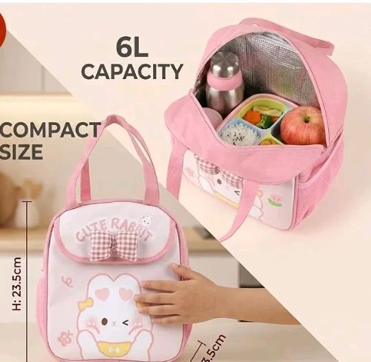 HASTHIP® School Lunch Box Bag, Lunch Bag for Kids Girls, Tiffin Bag for Kids, Cute Cartoon Bunny Thermal Lunch Box Bag with Insulated Foil Liner Side Pocket & Front Pouch Portable, Pouch-Pink, 6L
24%
off