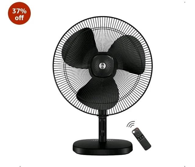 atomberg Renesa 400mm Table Fan | Ideal for Home & Office | Silent BLDC | High Air Delivery | 6 Speeds | 35W | Remote with Oscillation, Timer, Sleep | Easy to Clean | 2 Years Warranty (Black) - Midnight black