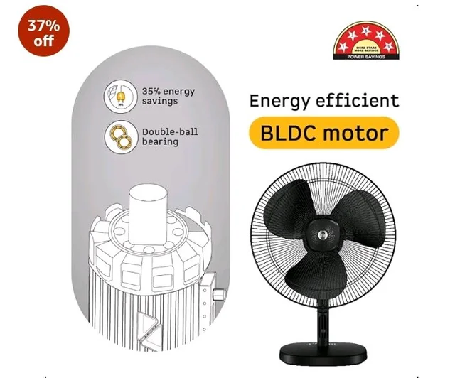 atomberg Renesa 400mm Table Fan | Ideal for Home & Office | Silent BLDC | High Air Delivery | 6 Speeds | 35W | Remote with Oscillation, Timer, Sleep | Easy to Clean | 2 Years Warranty (Black) - Midnight black