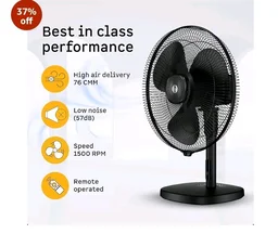 atomberg Renesa 400mm Table Fan | Ideal for Home & Office | Silent BLDC | High Air Delivery | 6 Speeds | 35W | Remote with Oscillation, Timer, Sleep | Easy to Clean | 2 Years Warranty (Black) - Midnight black