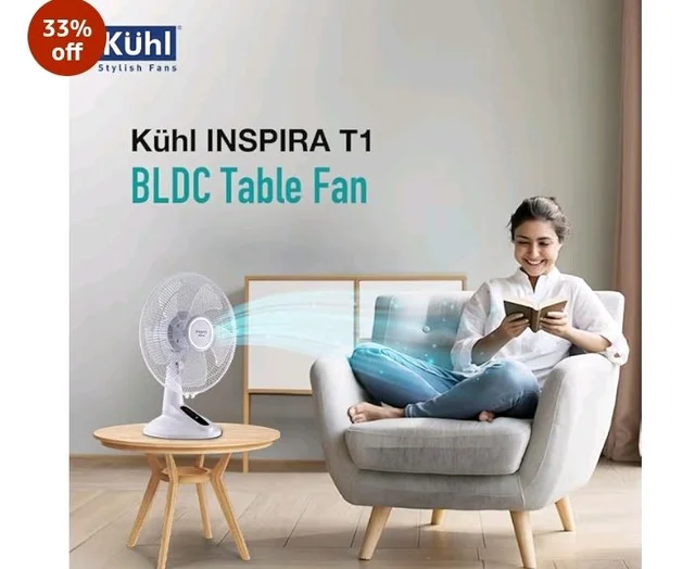 KUHL Inspira T1 400Mm Power Saving BLDC Table Fan With Remote | 28 W | Touch Screen Control Panel With Digital Display | Tilt Mechanism & Swivel Function | Table Fan| High Air Flow & Low Noise,White
33%
off