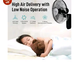 KUHL Inspira W1 400mm Power Saving BLDC Wall Fan with Remote | 28 W | Touch Screen Control Panel with Digital Display | Tilt Mechanism & Swivel Function | Wall Mount | High Air Flow & Low Noise|Black