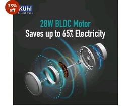 KUHL Inspira T1 400Mm Power Saving BLDC Table Fan With Remote | 28 W | Touch Screen Control Panel With Digital Display | Tilt Mechanism & Swivel Function | Table Fan| High Air Flow & Low Noise,White