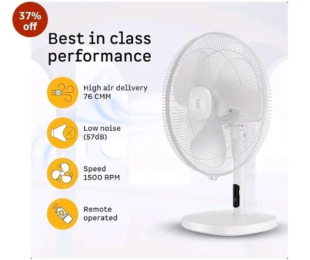 atomberg Renesa 400mm Table Fan | Ideal for Home & Office | Silent BLDC | high Air Delivery | 6 Speeds | 35W | Remote with Oscillation, Timer, Sleep | Easy to clean | 2 Years Warranty (Snow White)