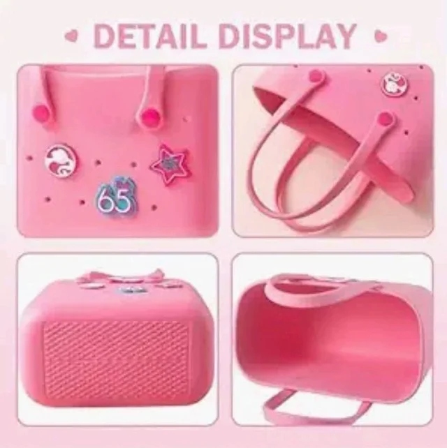 RAMNATH Style Silicone Tote Bag for Girls � Lightweight, Durable, Customizable Charm Handbag for Kids � Designer Beach Bag with Cute Cartoon Stickers � Gift for Girls Age 4+.